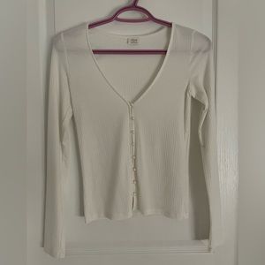 Aritzia Wilfred white wool Pearl button up cardigan size XS